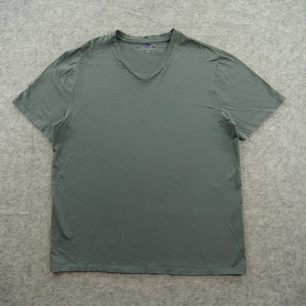 Vince Shirt Mens Medium Gray V Neck Short Sleeve Pima Cotton Casual